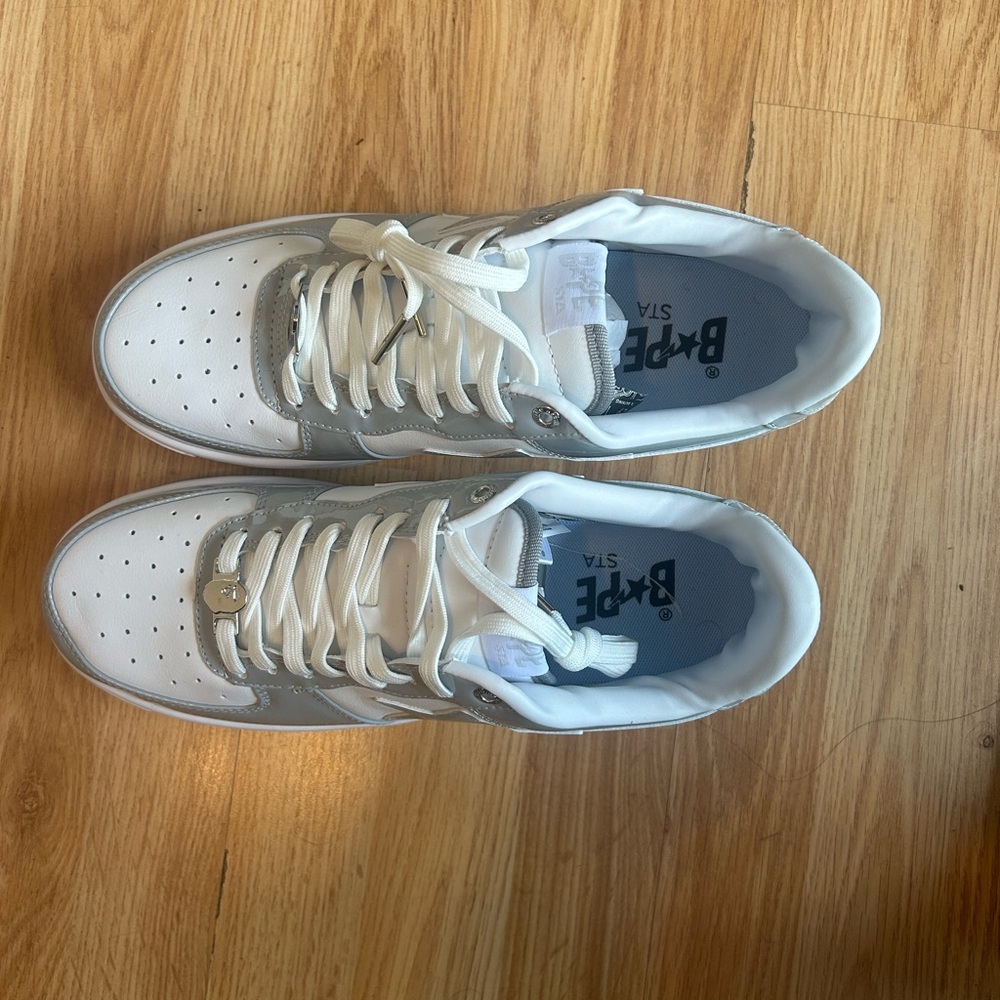 Bape Classic White and Gray Shoes